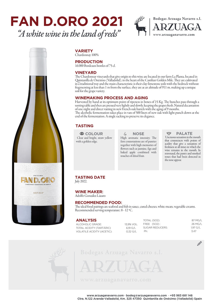 FAN D ORO BLANCO CHARDONNAY 75cl [D205]