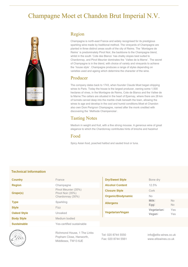 MOET&CHANDON BRUT 75cl in G/BOX [E015]